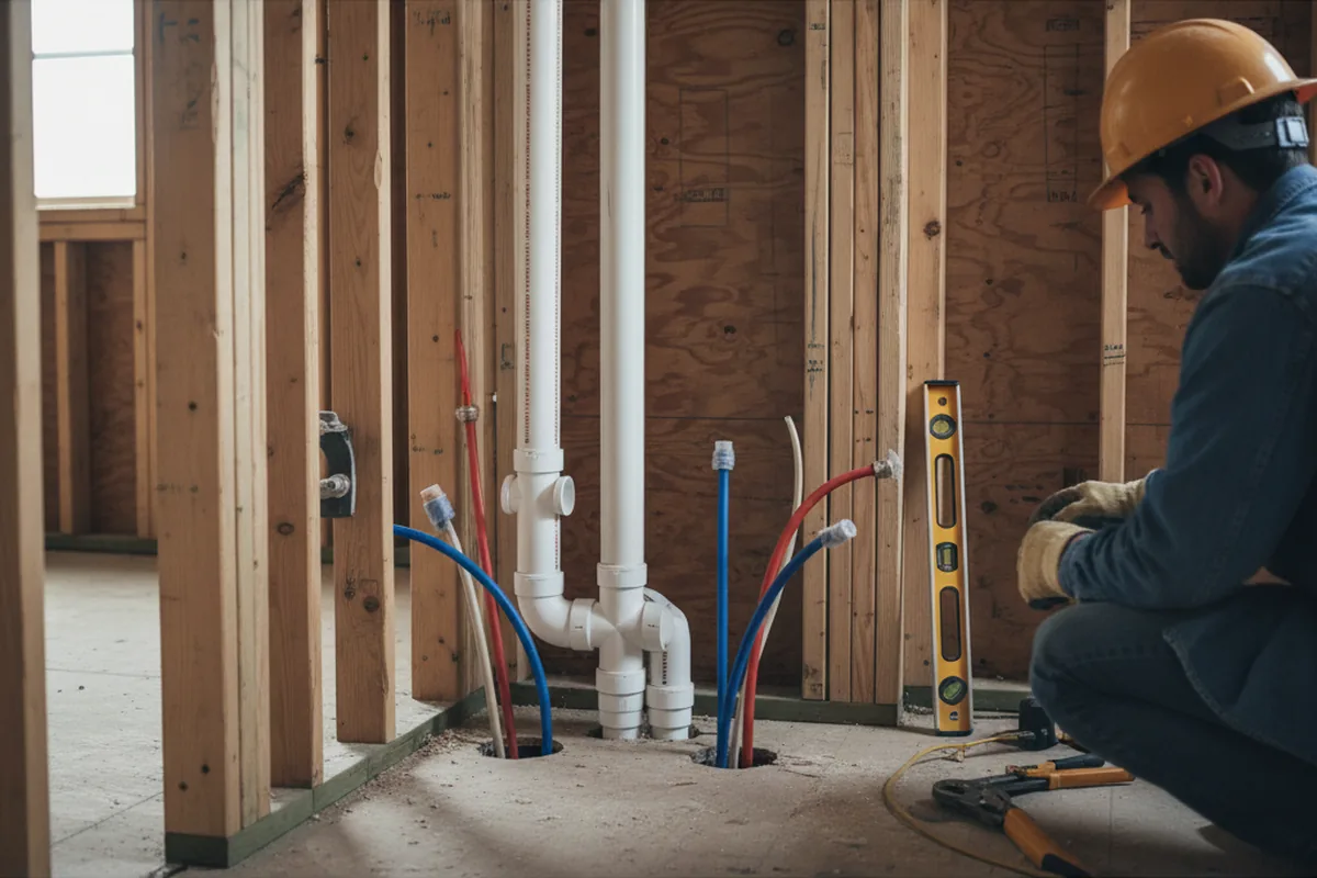 Drain and supply rough-in during Leak Detection in Cresco