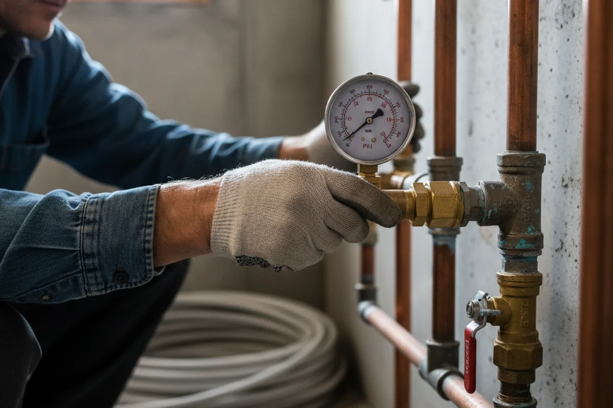 Pressure testing a repaired line during Water Line Repair in Cresco
